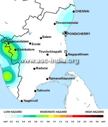 Puducherry In Tamil Nadu Map Asc :: Gshap Seismic Hazard Map For Tamil Nadu & Puducherry (Pondicherry),  India